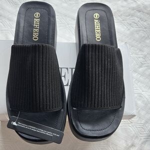 Rifero Black Slide Sandals, Brand New With Tag And Box